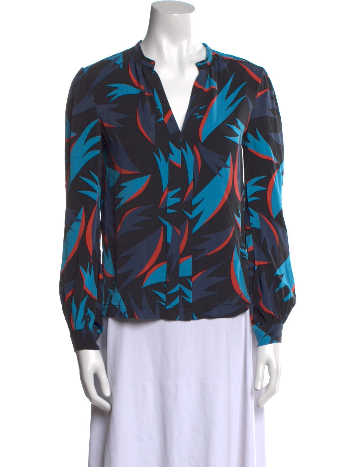 Diane von Furstenberg Printed V-Neck Blouse