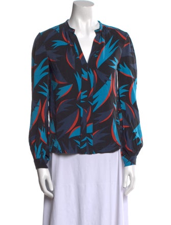 Diane von Furstenberg Printed V-Neck Blouse