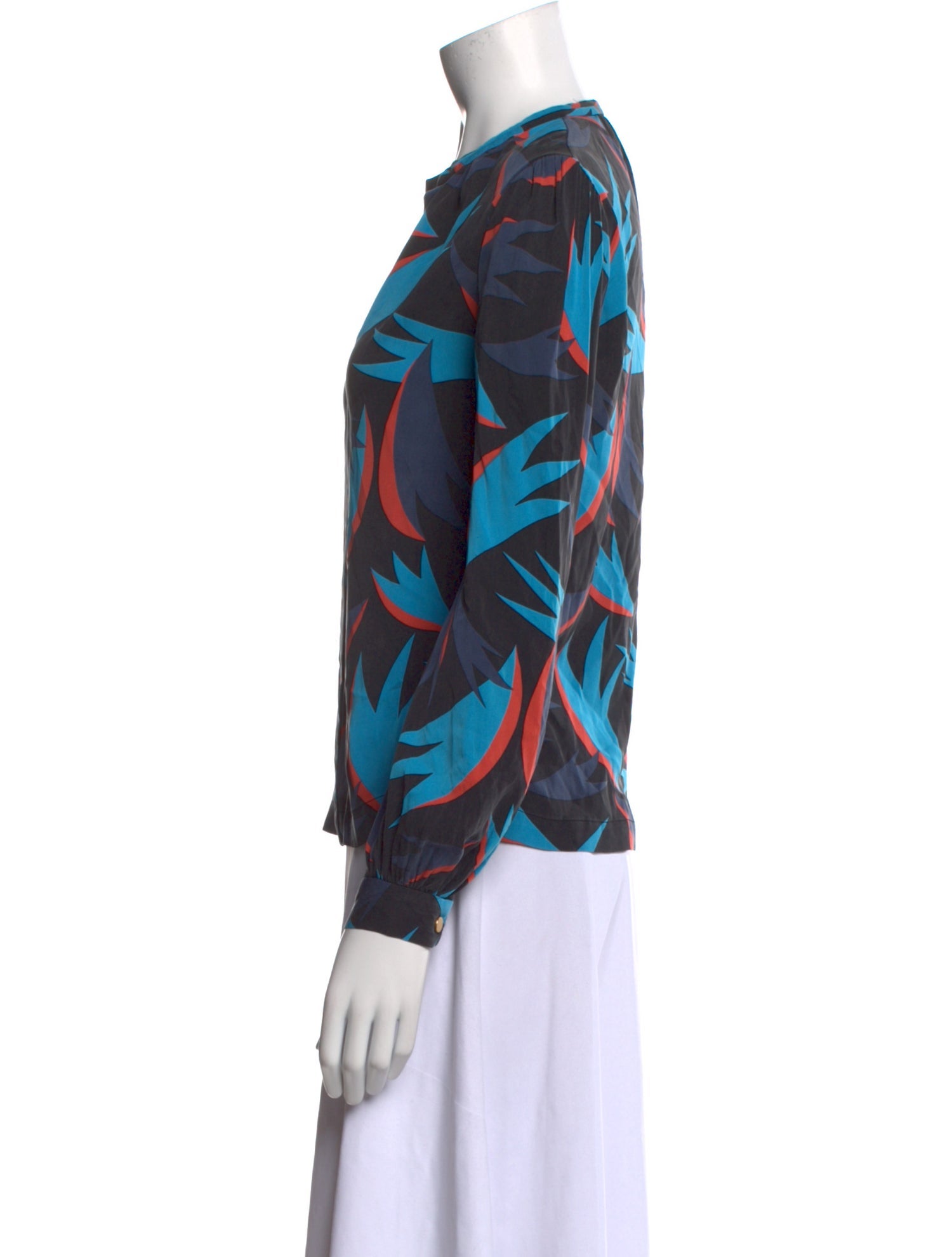 Diane von Furstenberg Printed V-Neck Blouse