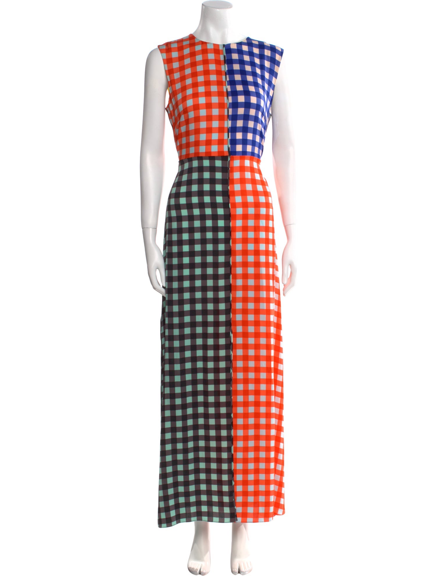 Diane von Furstenberg Plaid Print V-Neck Jumpsuit