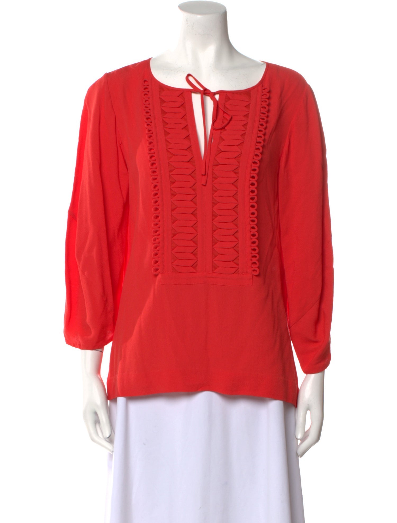 Diane von Furstenberg Tie Neck Three-Quarter Sleeve Blouse