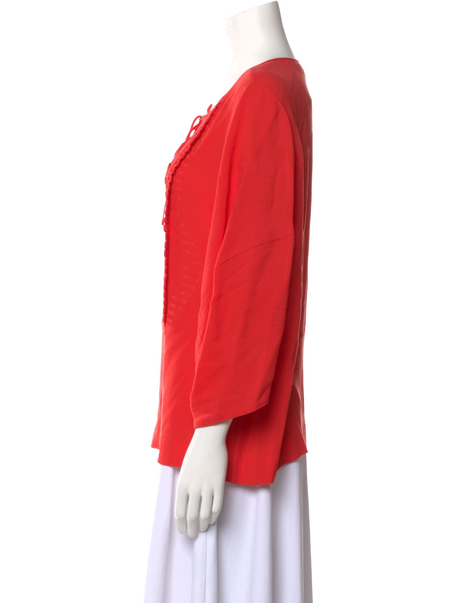 Diane von Furstenberg Tie Neck Three-Quarter Sleeve Blouse