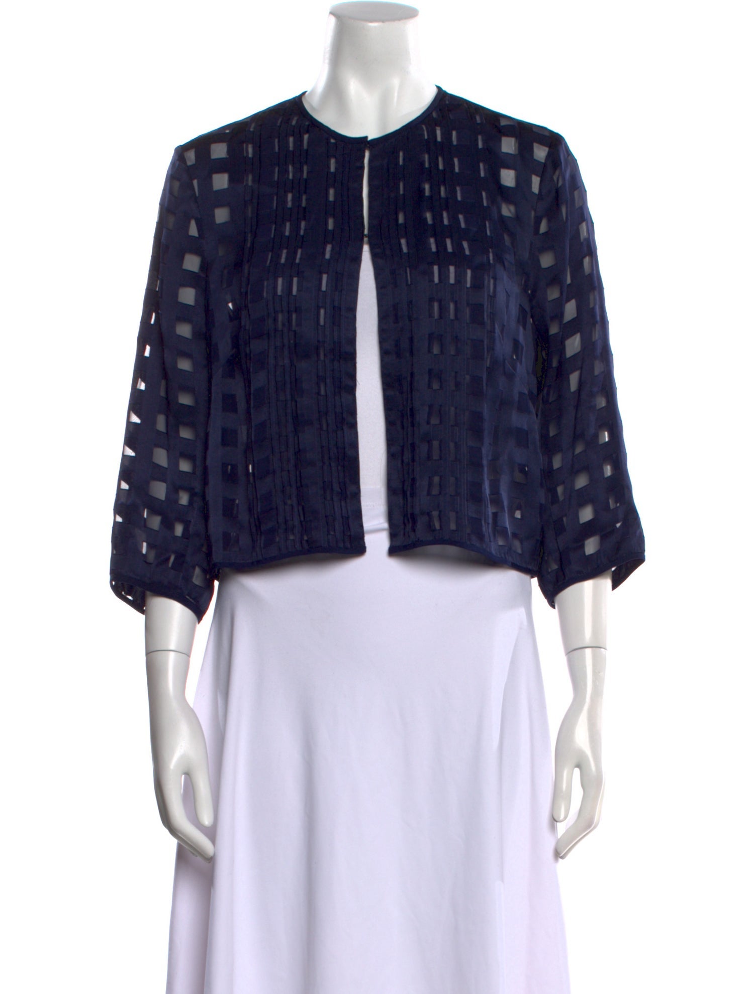 Diane von Furstenberg Crew Neck Three-Quarter Sleeve Crop Top