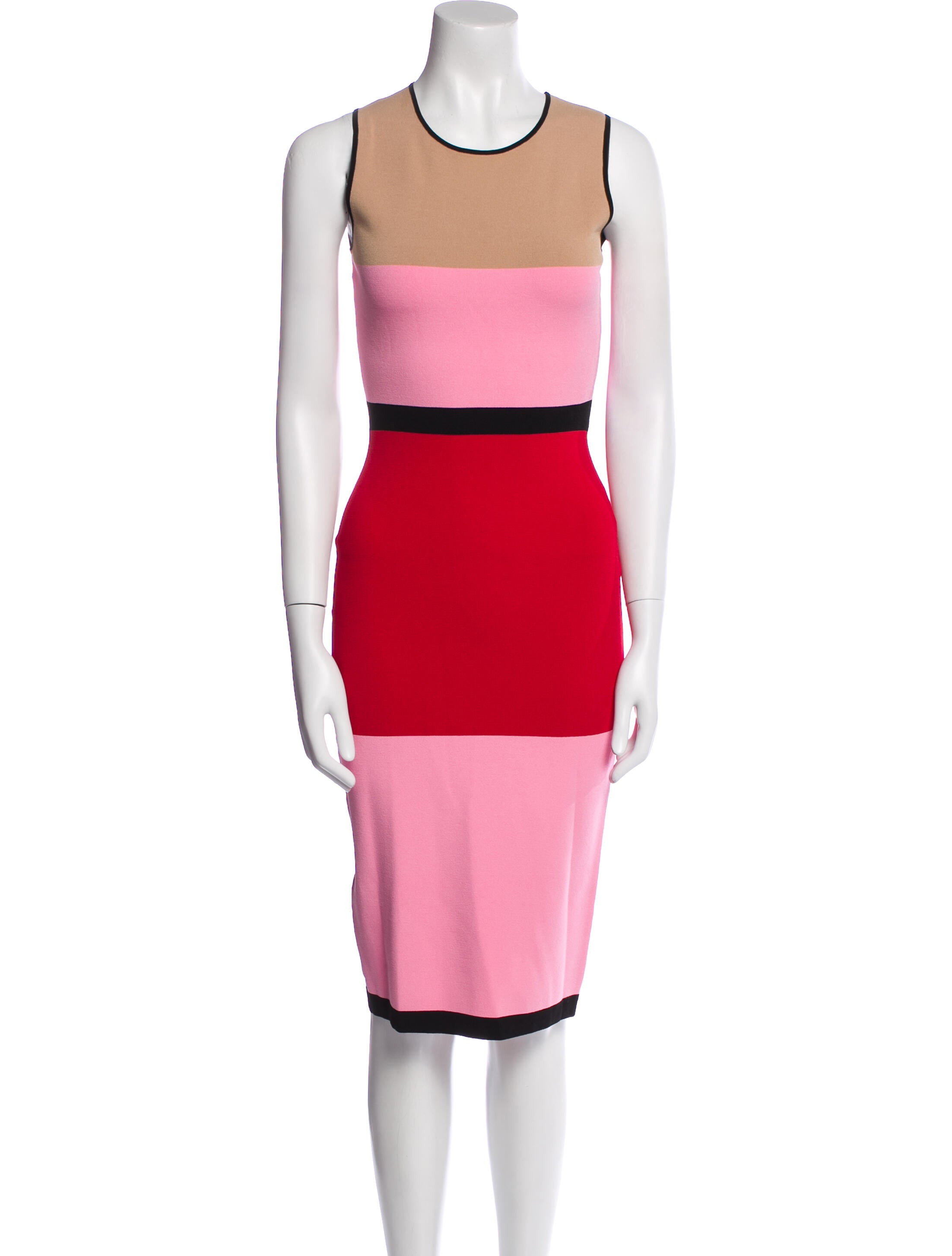 Diane von Furstenberg Colorblock Pattern Midi Length Dress