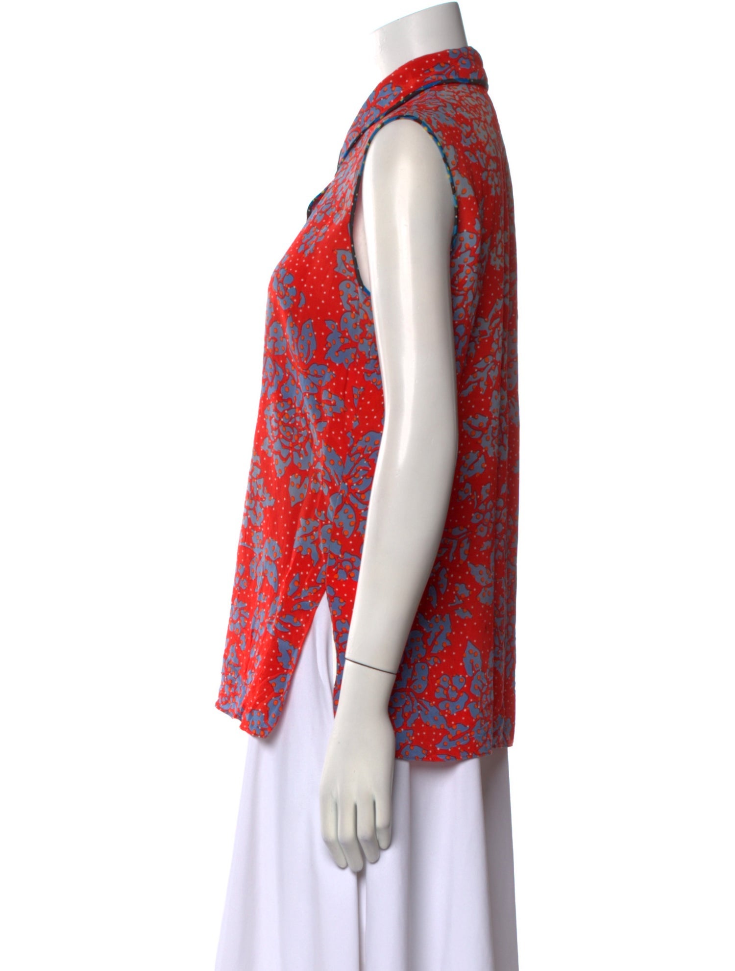 Diane von Furstenberg Silk Floral Print Button-Up Top