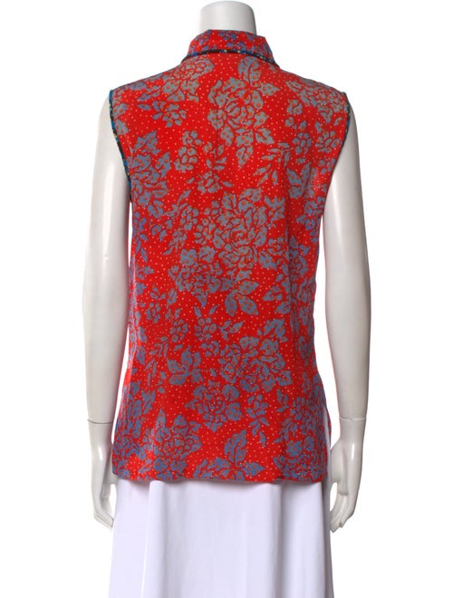 Diane von Furstenberg Silk Floral Print Button-Up Top