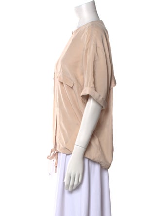 Diane von Furstenberg Silk Crew Neck Button-Up Top