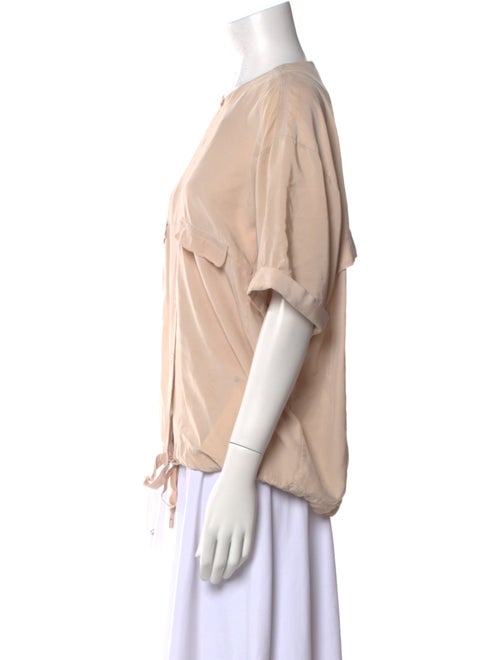 Diane von Furstenberg Silk Crew Neck Button-Up Top