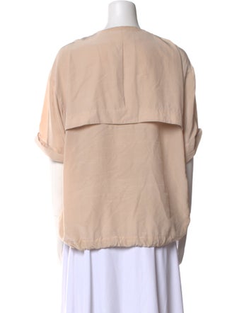 Diane von Furstenberg Silk Crew Neck Button-Up Top