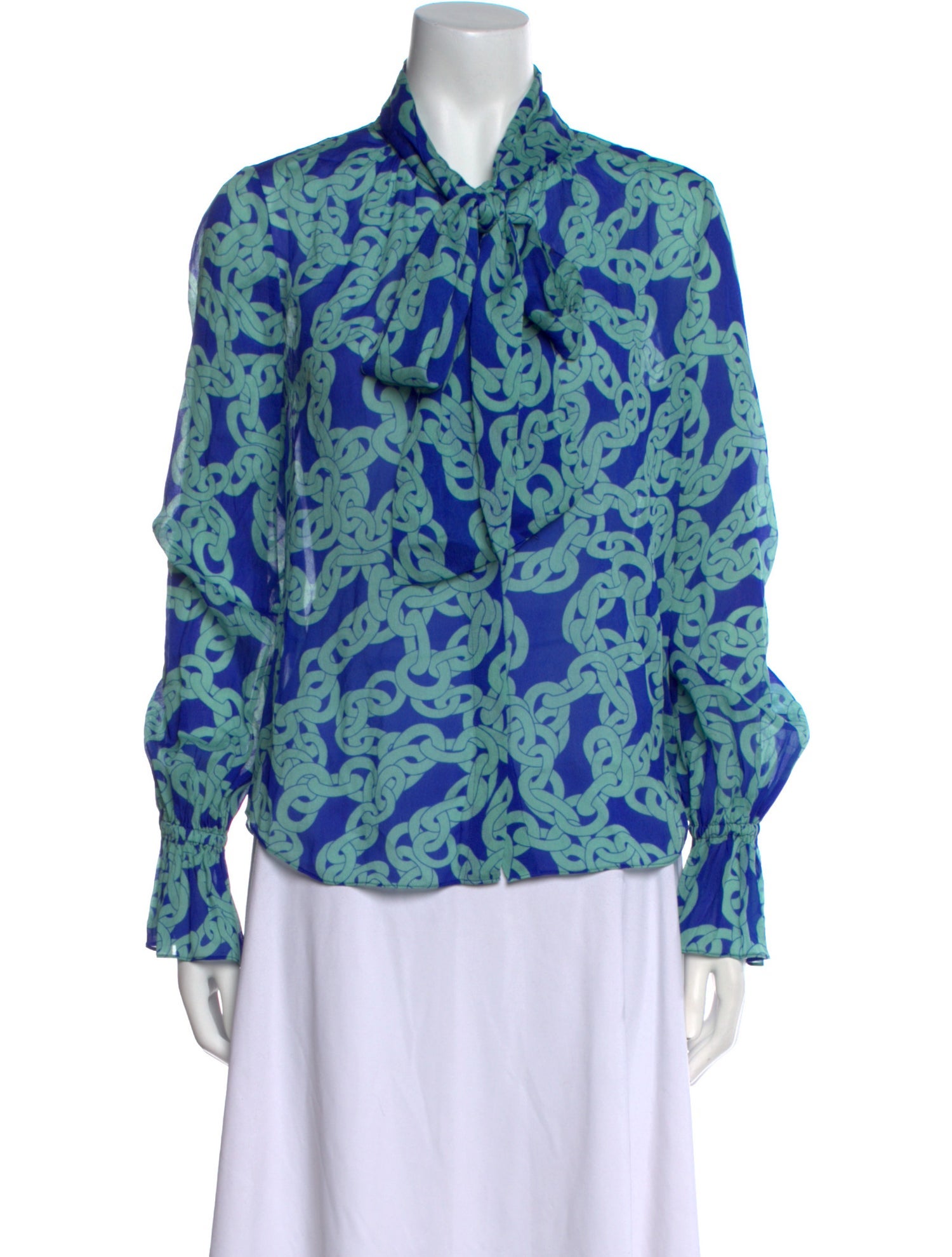 Diane von Furstenberg Printed Long Sleeve Blouse