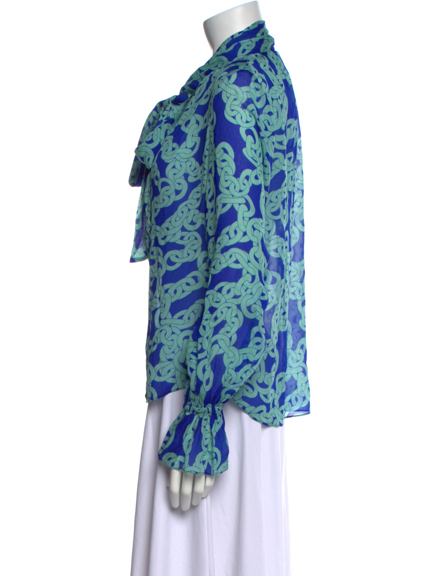 Diane von Furstenberg Printed Long Sleeve Blouse