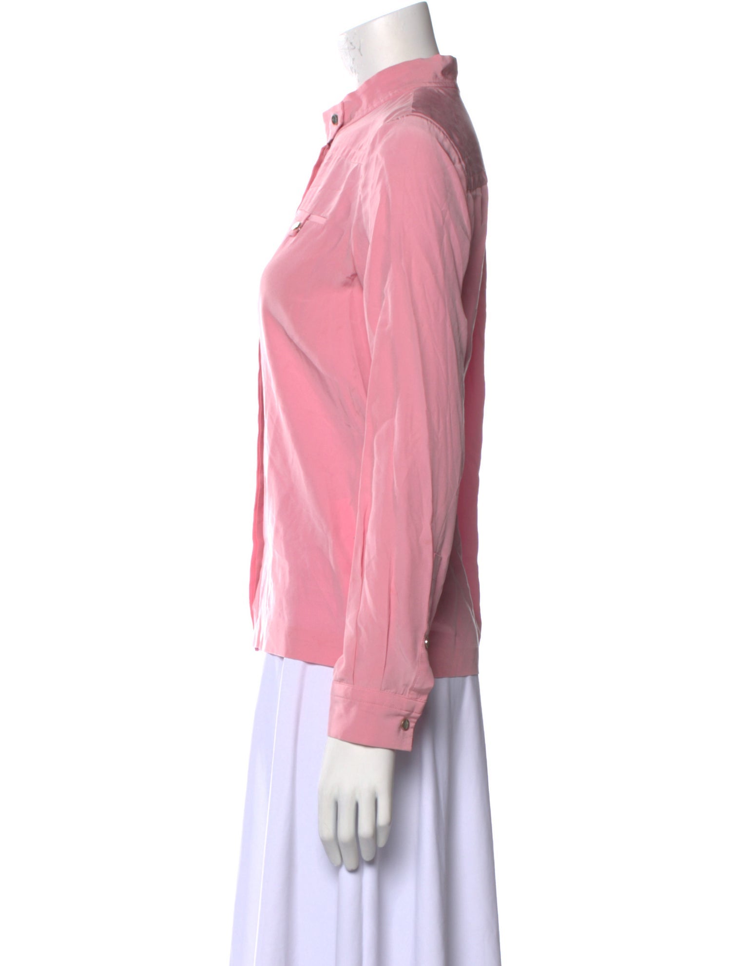 Diane von Furstenberg Silk Mock Neck Button-Up Top