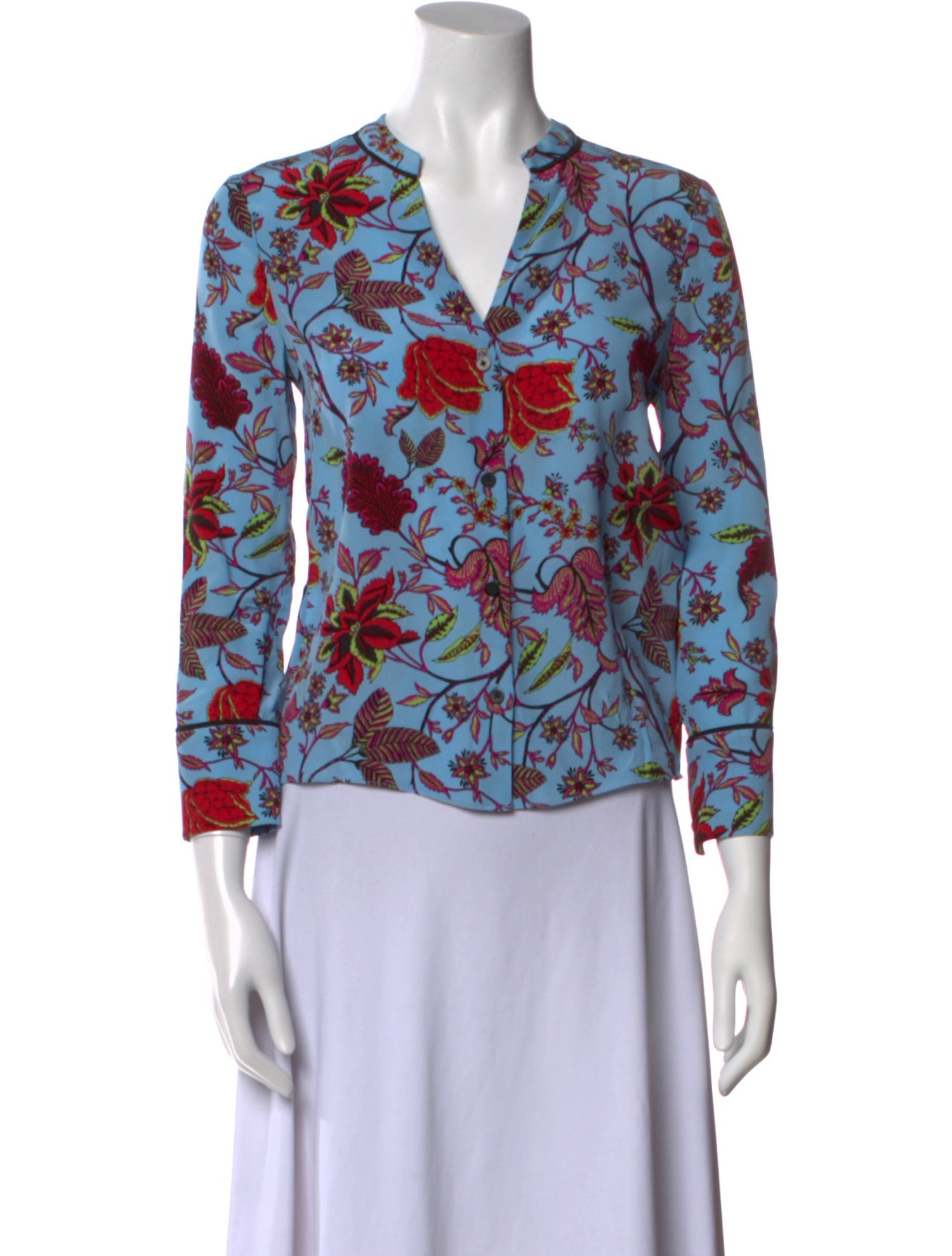 Diane von Furstenberg Silk Floral Print Blouse