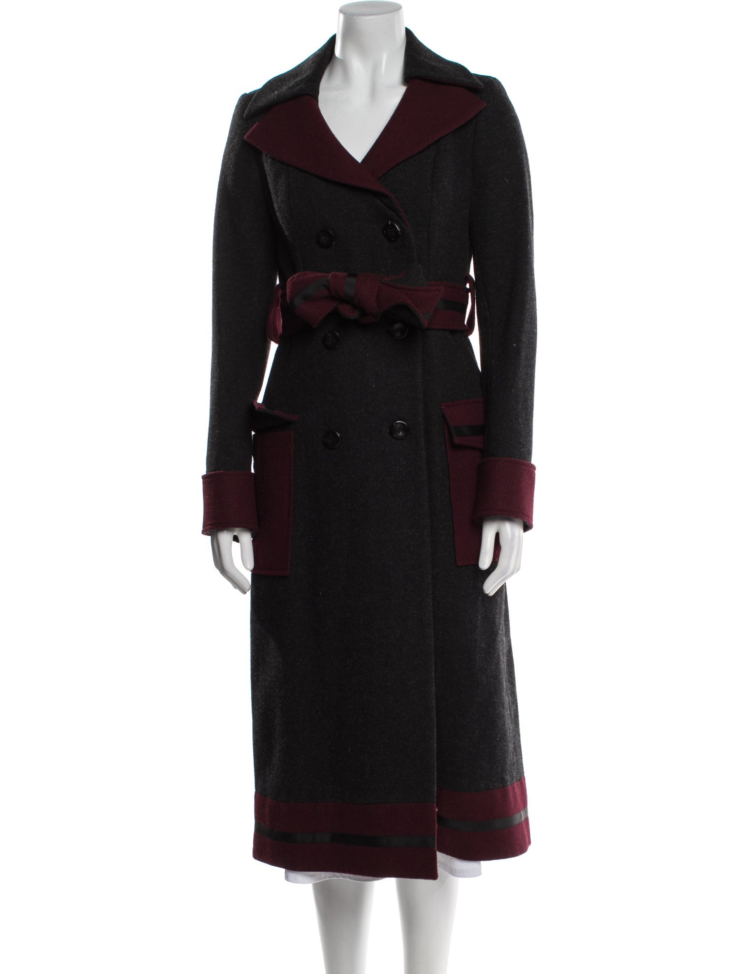 Diane von Furstenberg Wool Colorblock Pattern Coat