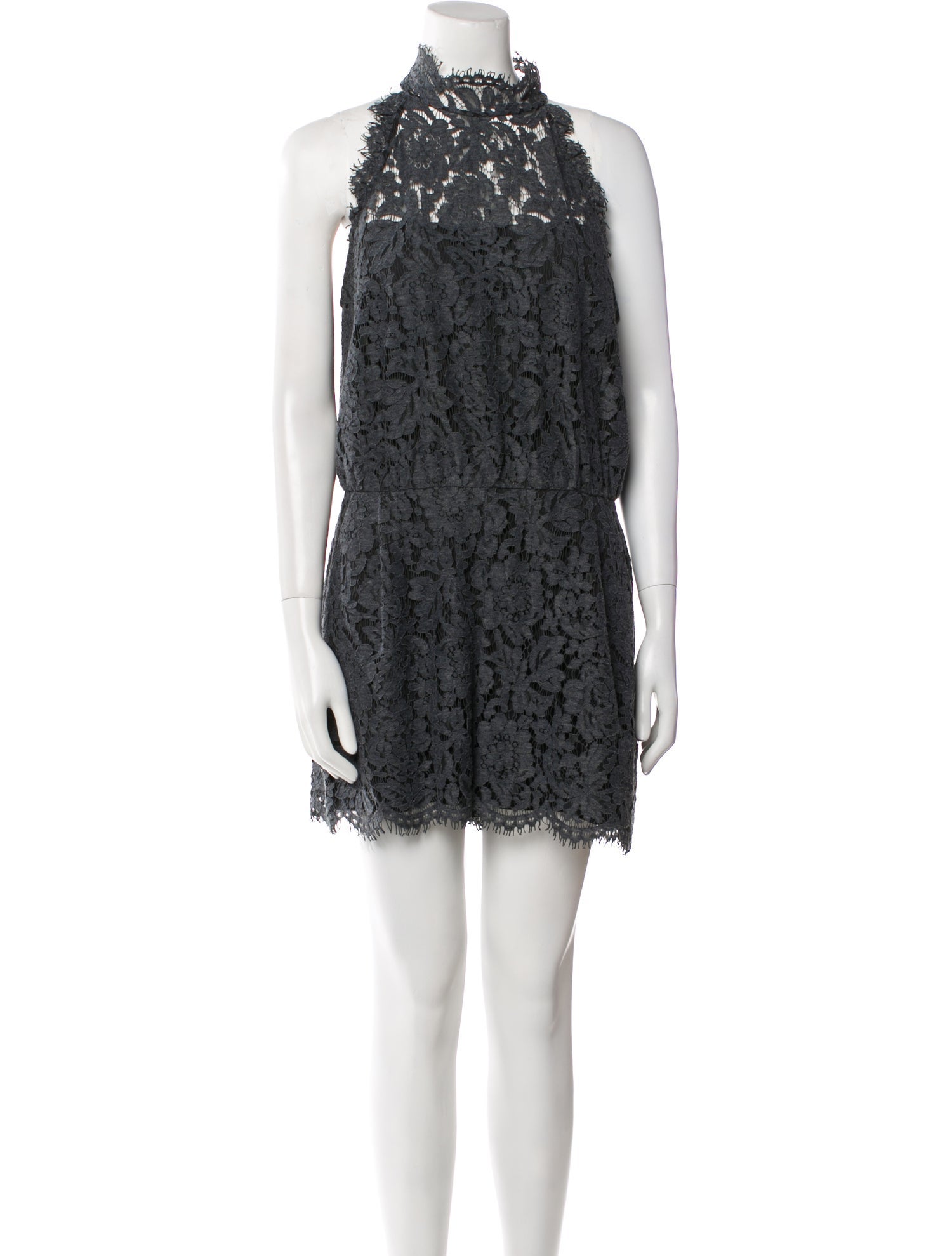 Diane von Furstenberg Lace Pattern Mock Neck Romper