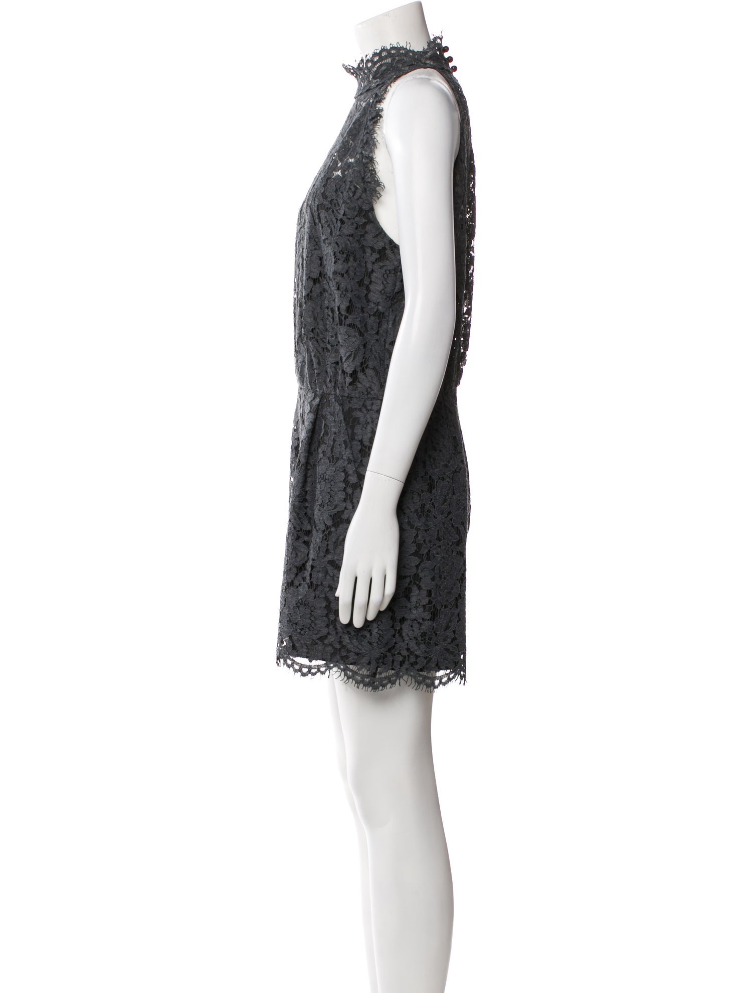 Diane von Furstenberg Lace Pattern Mock Neck Romper