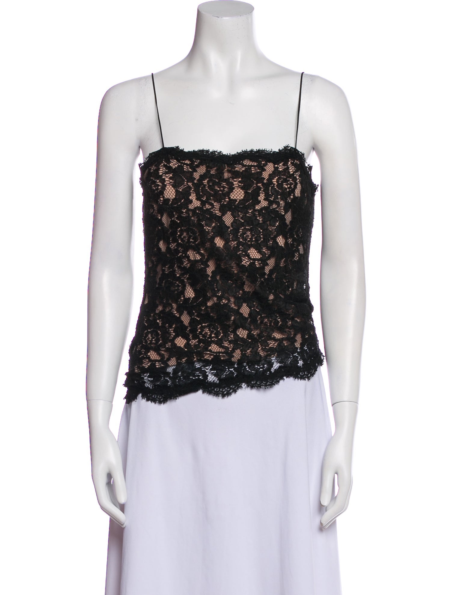 Diane von Furstenberg Lace Pattern Square Neckline Crop Top