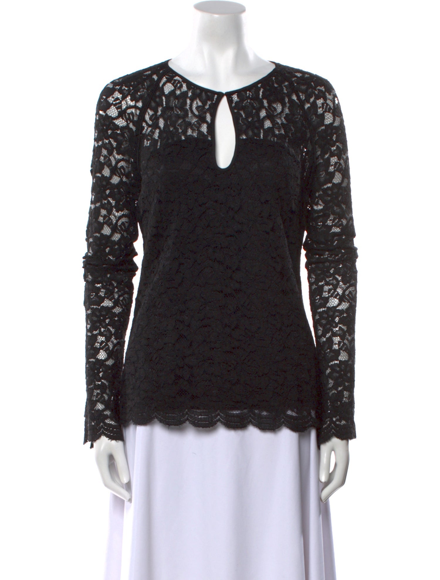 Diane von Furstenberg Lace Pattern Crew Neck Top