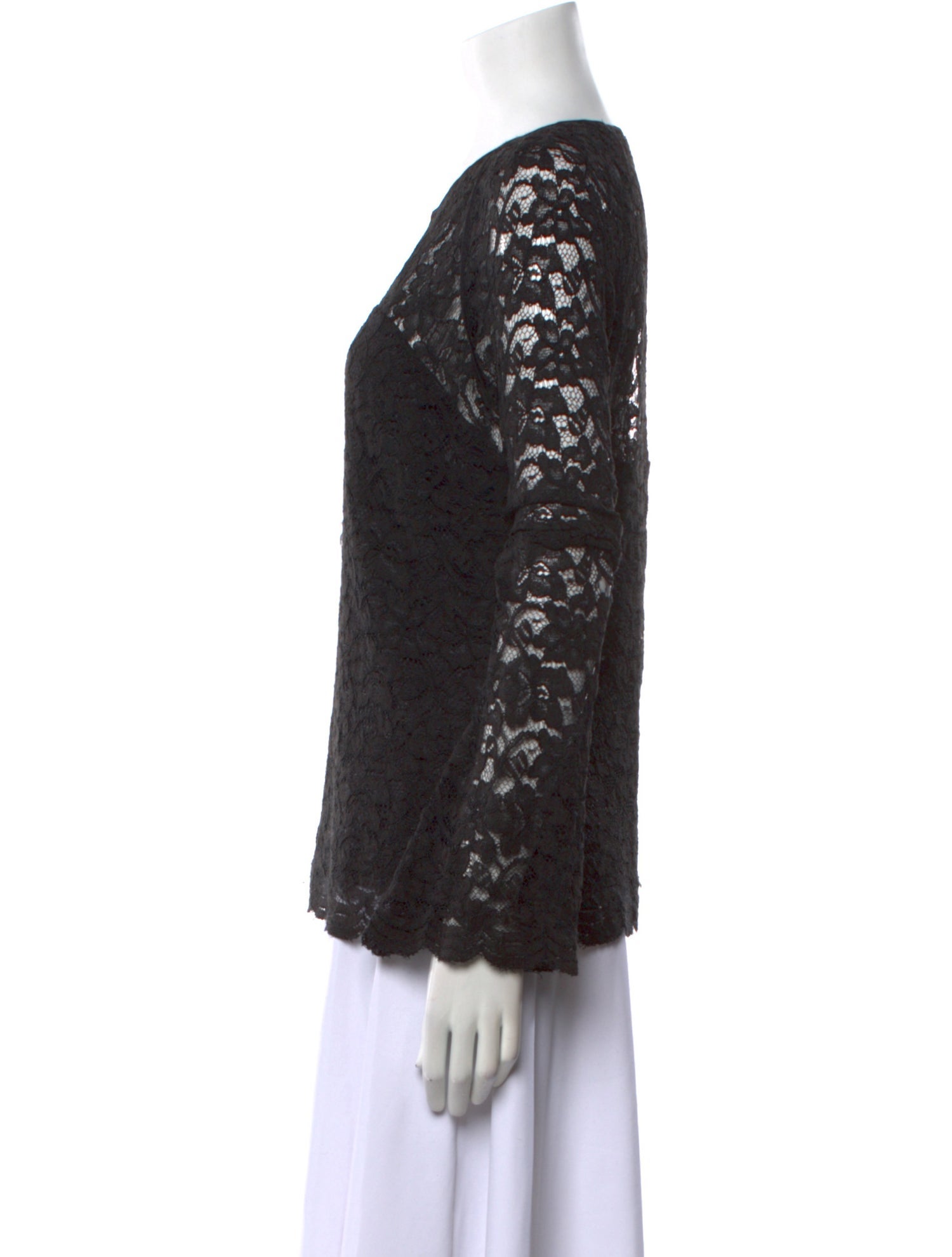 Diane von Furstenberg Lace Pattern Crew Neck Top