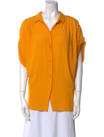 Diane von Furstenberg V-Neck Three-Quarter Sleeve Button-Up Top