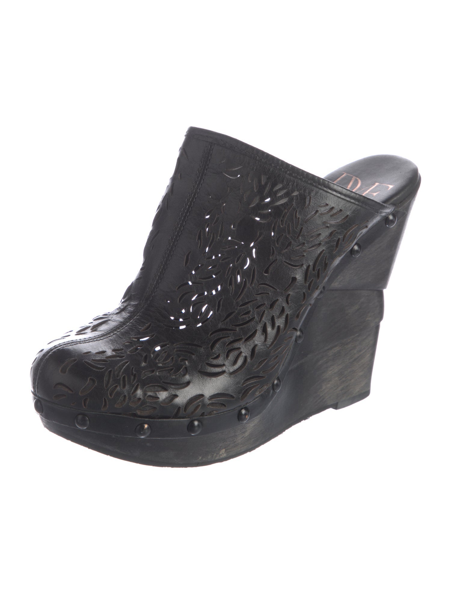 Diane von Furstenberg Leather Lasercut Accents Mules