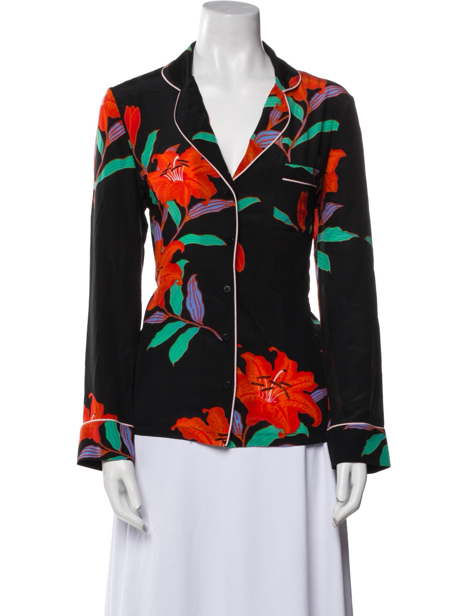 Diane von Furstenberg Silk Floral Print Blouse
