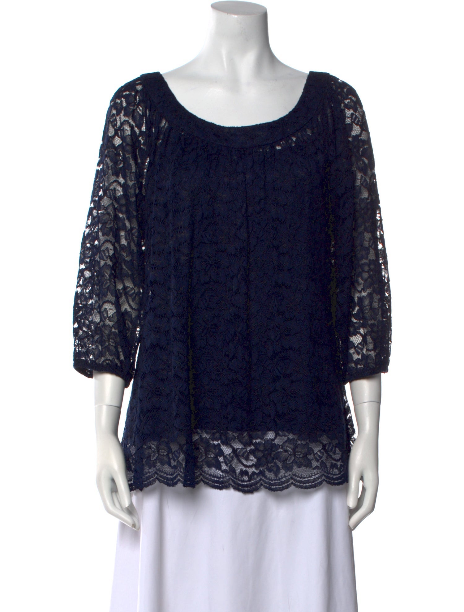 Diane von Furstenberg Lace Pattern Scoop Neck Blouse