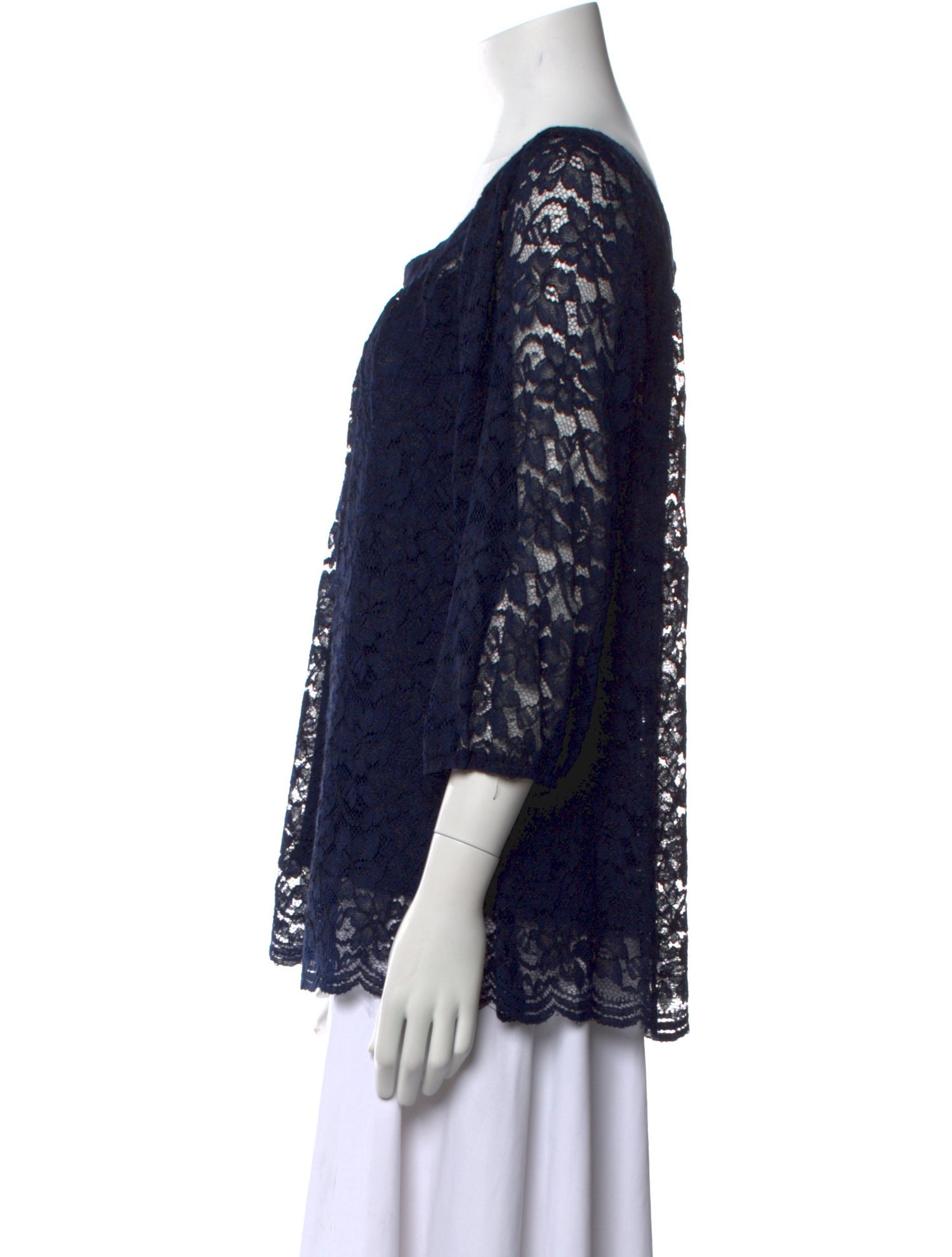 Diane von Furstenberg Lace Pattern Scoop Neck Blouse