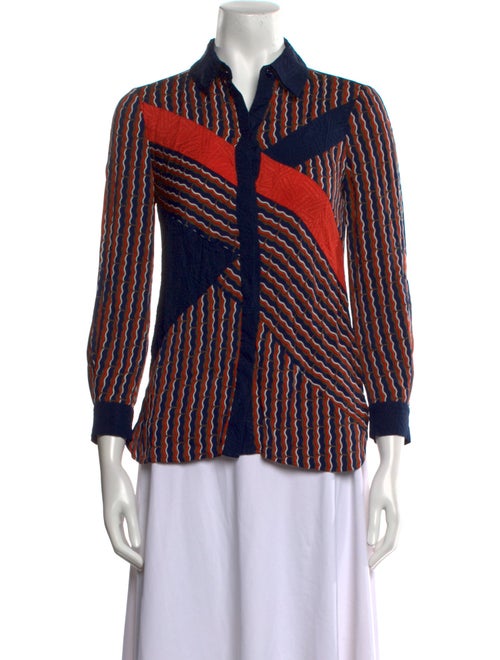 Diane von Furstenberg Silk Striped Button-Up Top