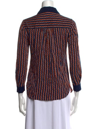 Diane von Furstenberg Silk Striped Button-Up Top