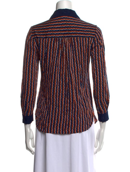 Diane von Furstenberg Silk Striped Button-Up Top
