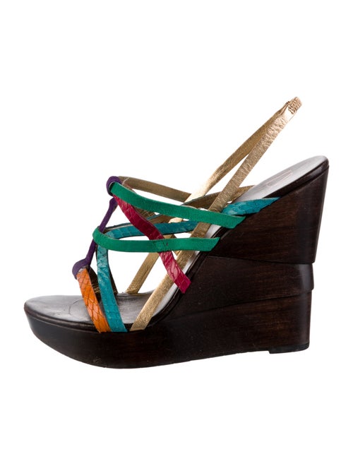 Diane von Furstenberg Leather Colorblock Pattern Slingback Sandals