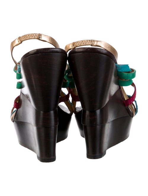 Diane von Furstenberg Leather Colorblock Pattern Slingback Sandals