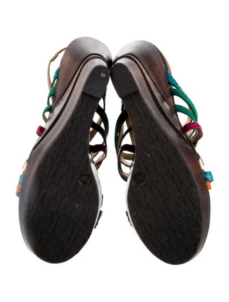 Diane von Furstenberg Leather Colorblock Pattern Slingback Sandals