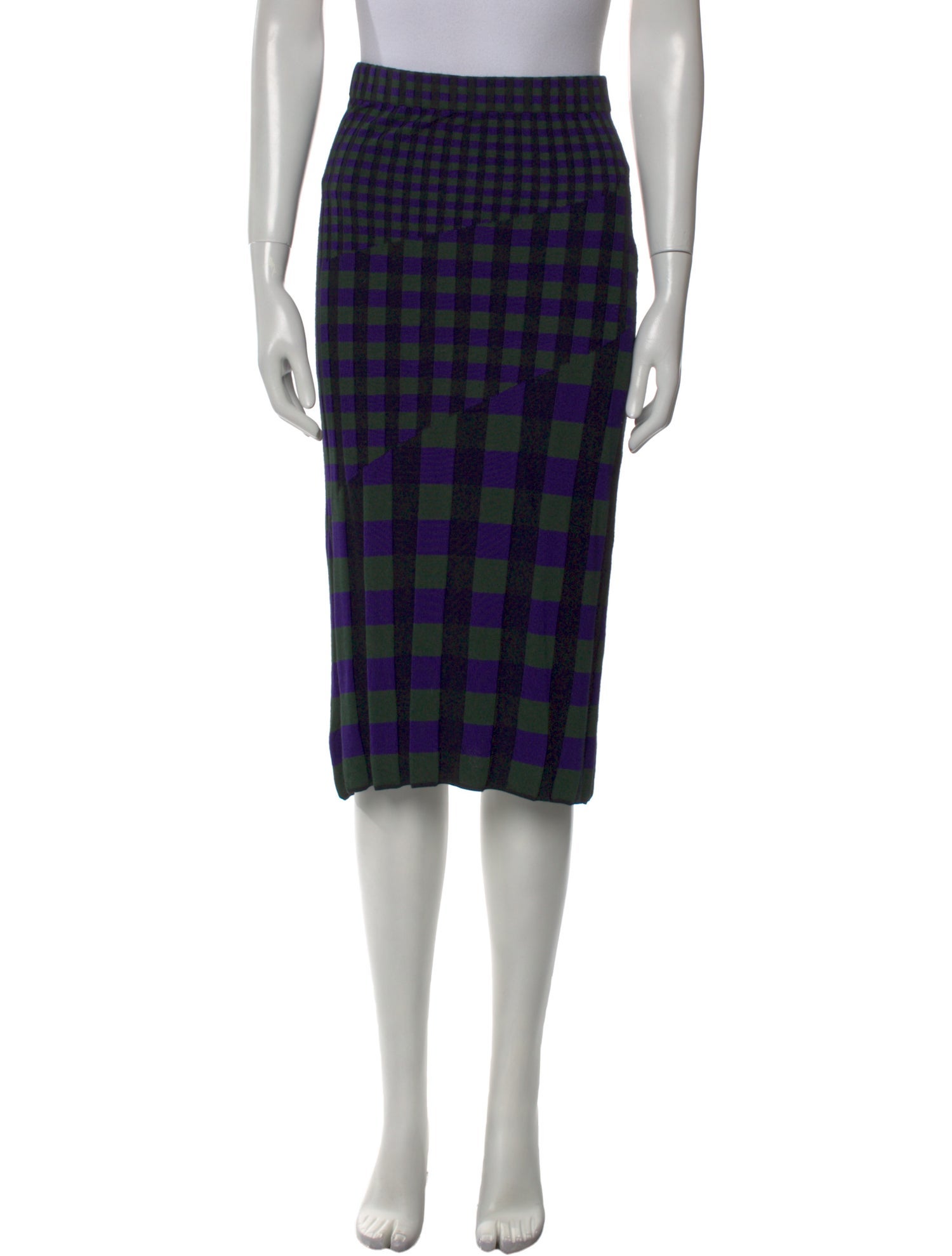 Diane von Furstenberg Plaid Print Knee-Length Skirt