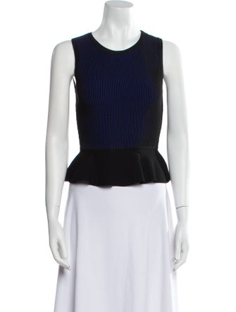 Diane von Furstenberg Striped Crew Neck Crop Top