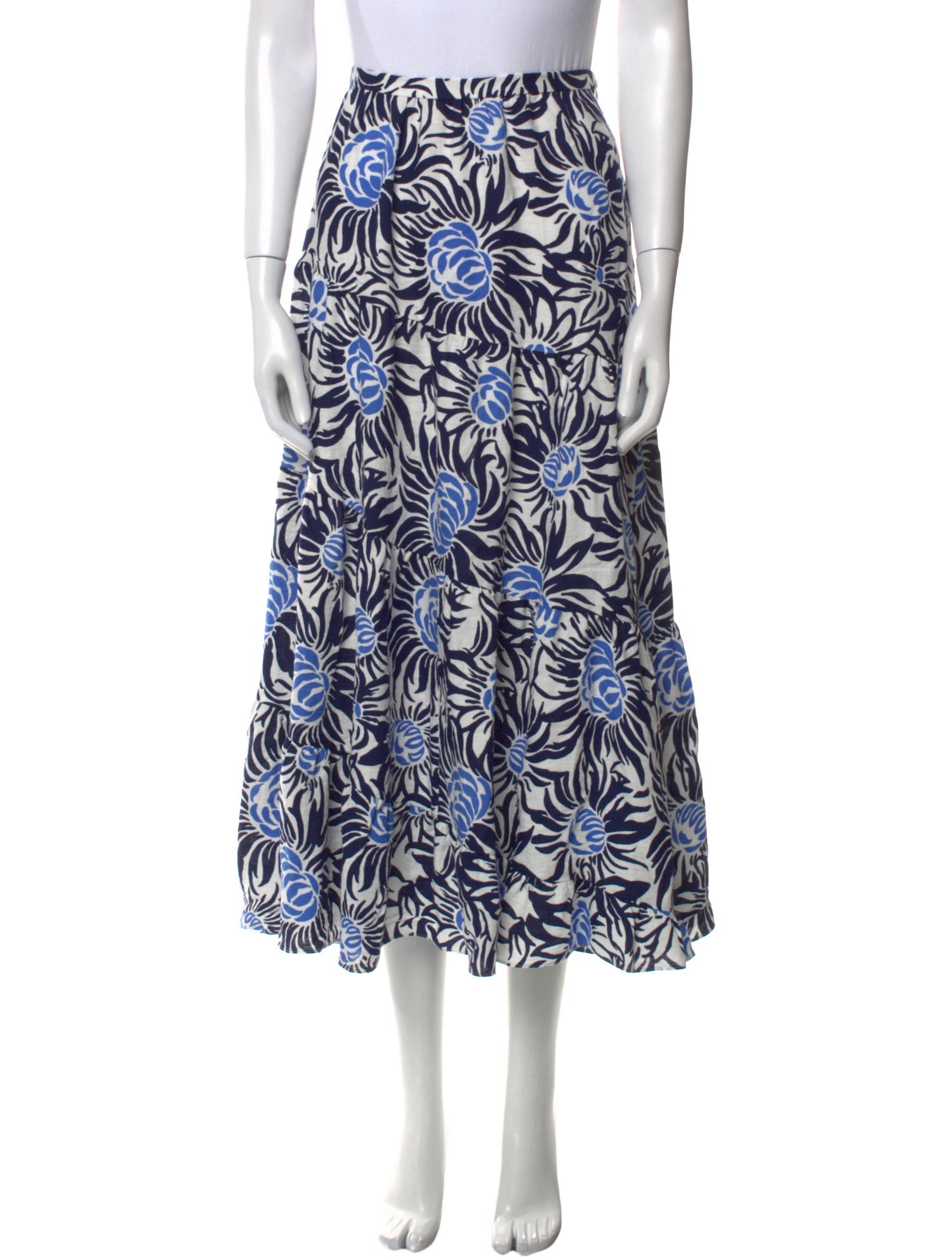 Diane von Furstenberg Floral Print Midi Length Skirt