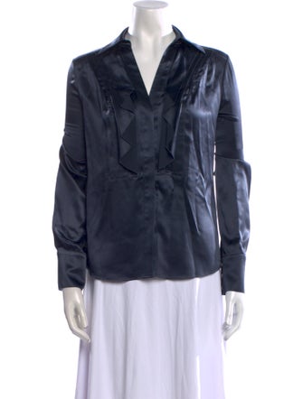 Diane von Furstenberg Silk Long Sleeve Button-Up Top