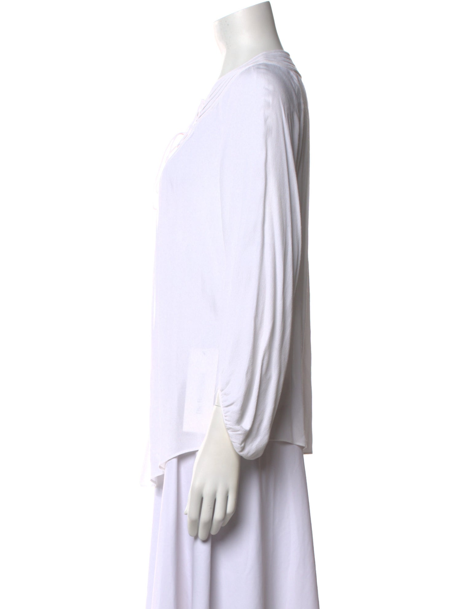 Diane von Furstenberg Tie Neck Three-Quarter Sleeve Blouse