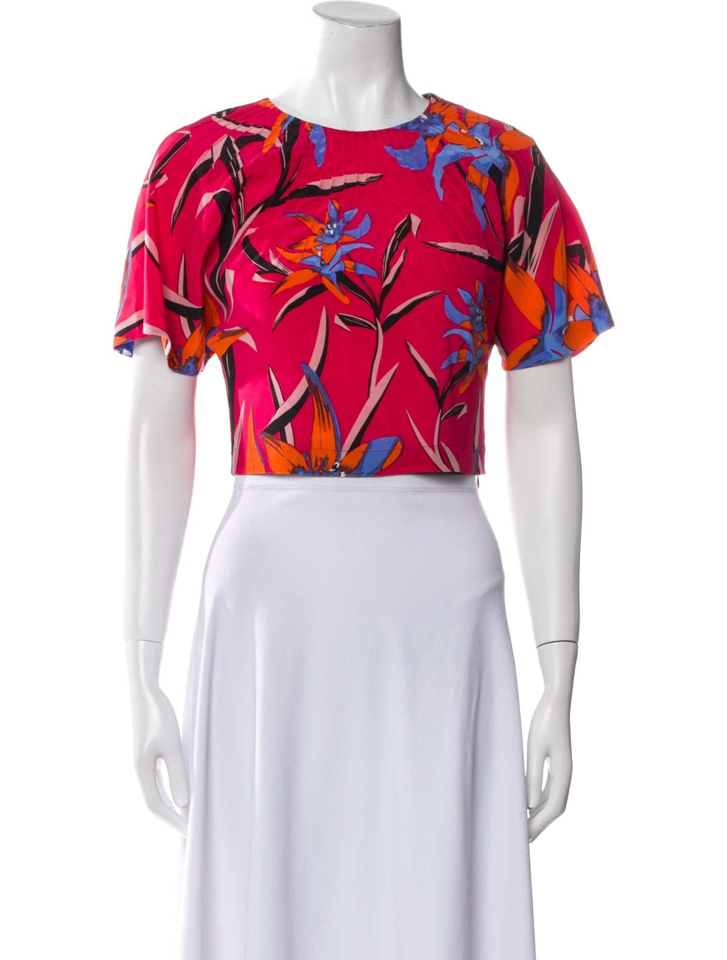 Diane von Furstenberg Silk Floral Print Crop Top