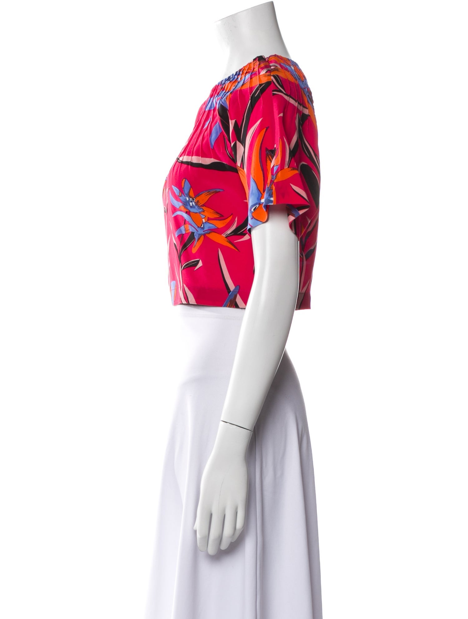 Diane von Furstenberg Silk Floral Print Crop Top