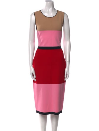 Diane von Furstenberg Colorblock Pattern Midi Length Dress