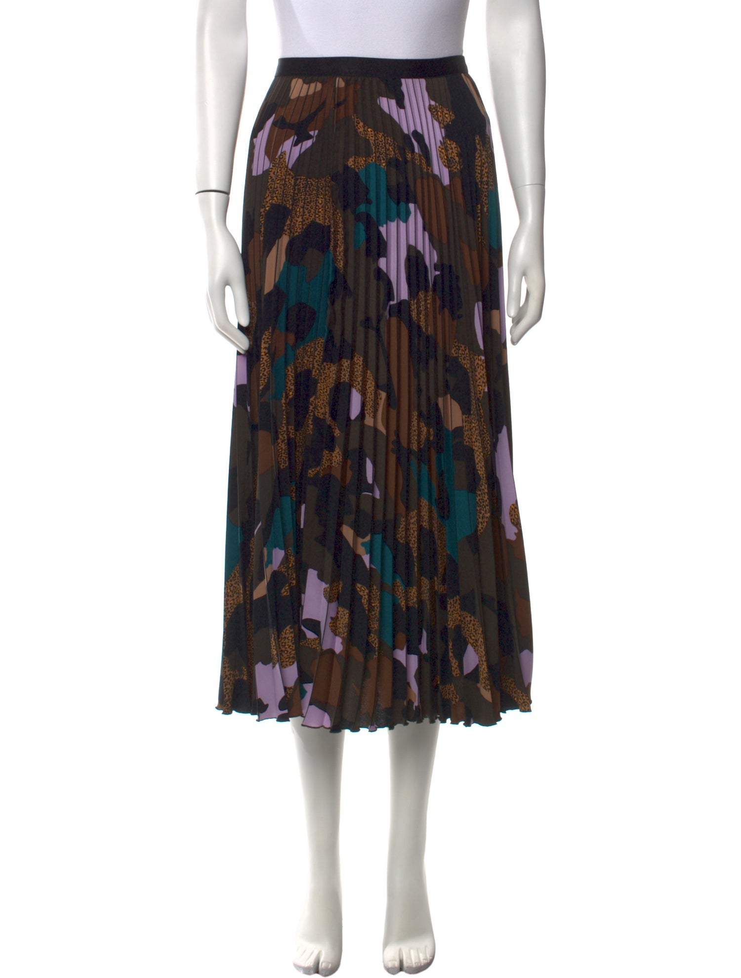 Diane von Furstenberg Camouflage Print Midi Length Skirt