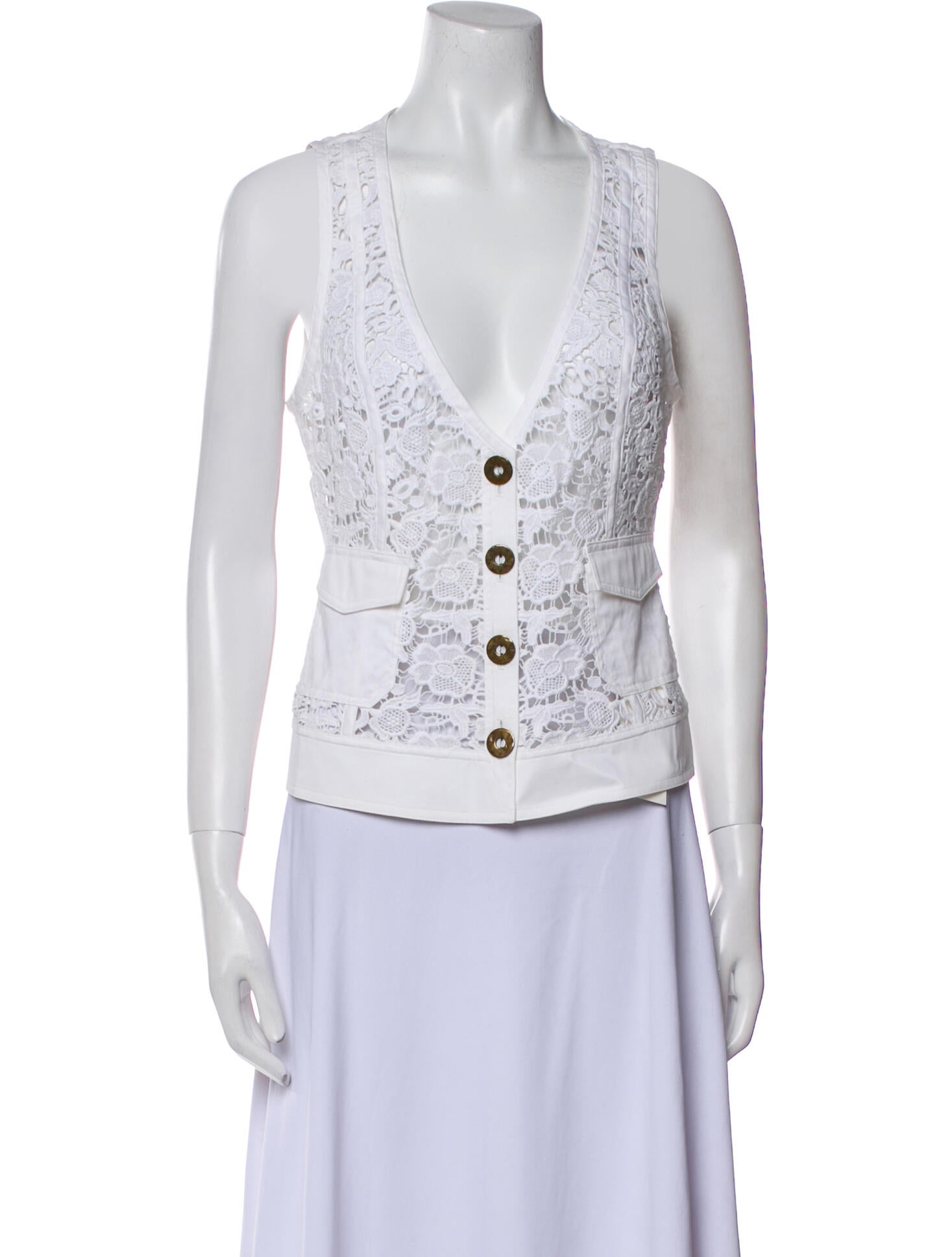 Diane von Furstenberg Silk Lace Pattern Vest