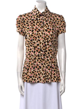 Diane von Furstenberg Silk Animal Print Button-Up Top