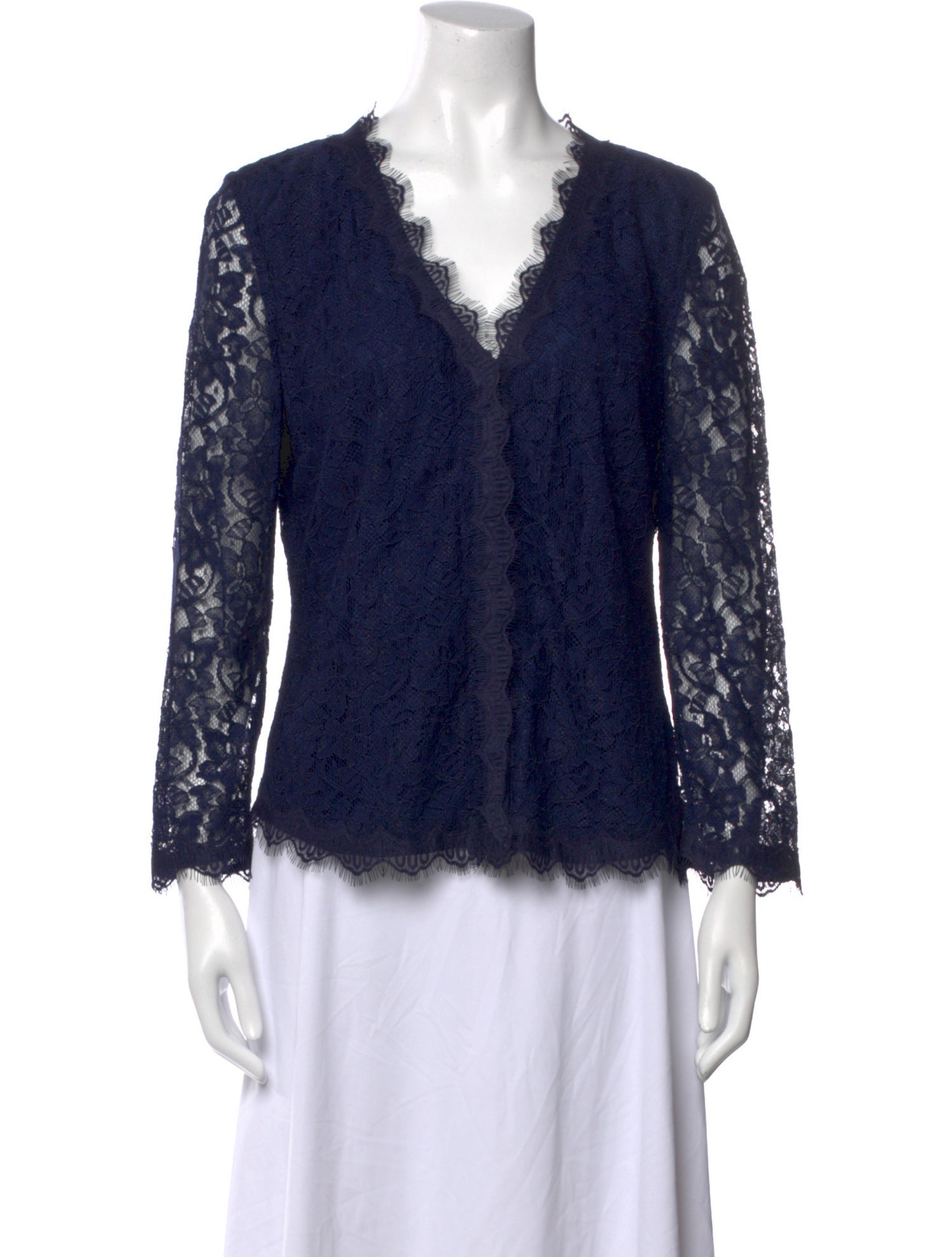 Diane von Furstenberg Lace Pattern V-Neck Blouse