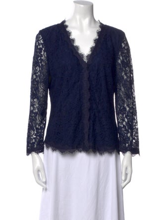 Diane von Furstenberg Lace Pattern V-Neck Blouse