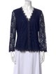 Diane von Furstenberg Lace Pattern V-Neck Blouse