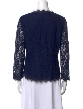 Diane von Furstenberg Lace Pattern V-Neck Blouse