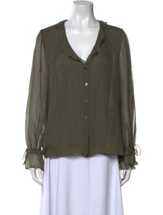 Diane von Furstenberg Silk V-Neck Button-Up Top